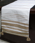 Woven Cotton Table Runner – Off White & Beige (16" x 90")