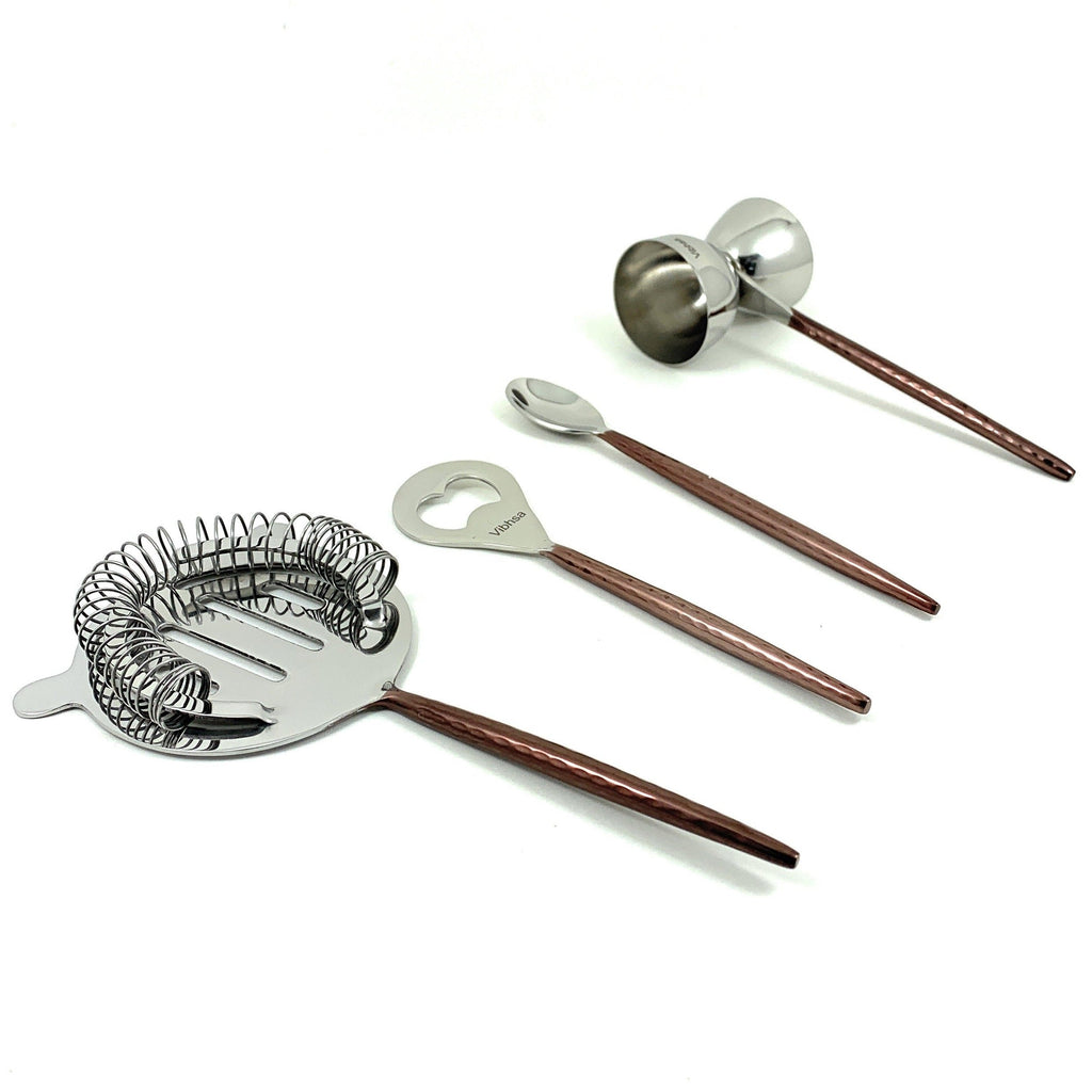 Hammered Copper Bar Tools Gift Set (4-Piece)