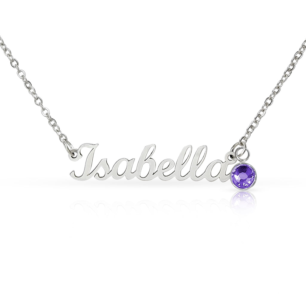 Birthstone Name Necklace — Personalized Birthday Gift