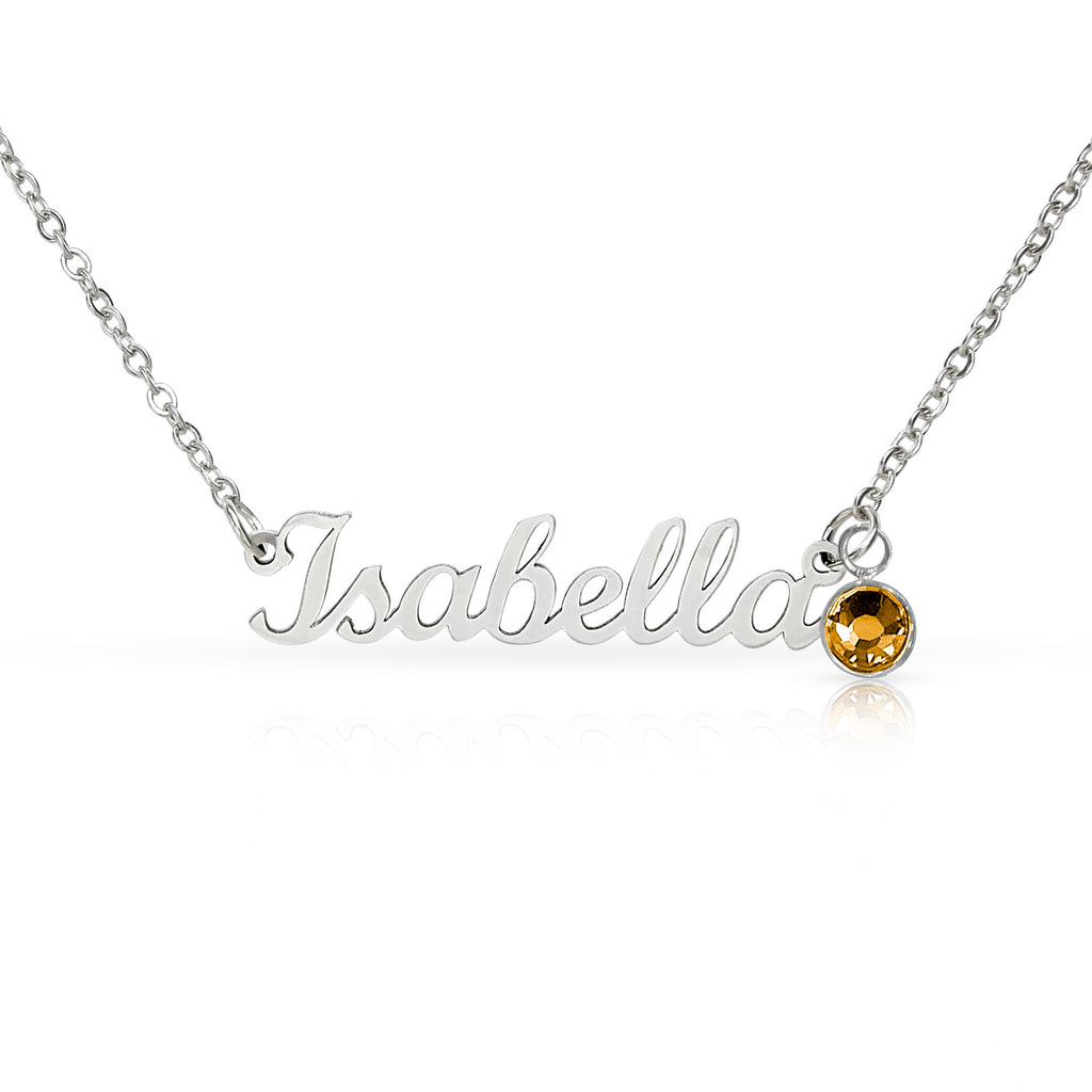 Birthstone Name Necklace — Personalized Birthday Gift
