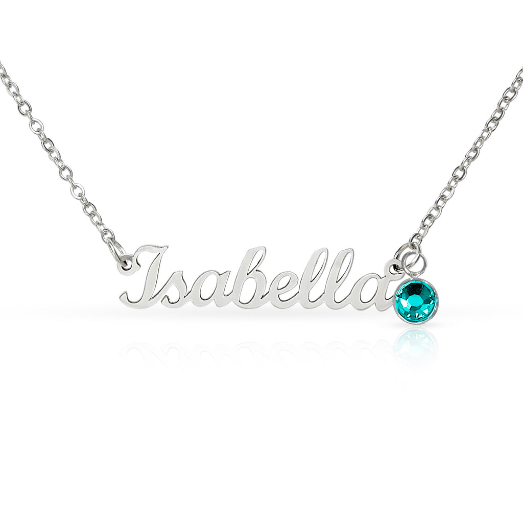 Birthstone Name Necklace — Personalized Birthday Gift