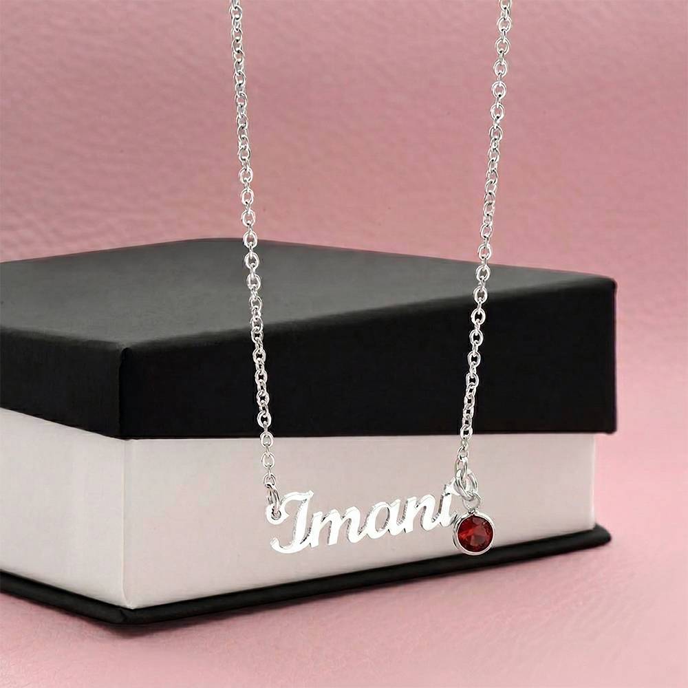 Birthstone Name Necklace — Personalized Birthday Gift