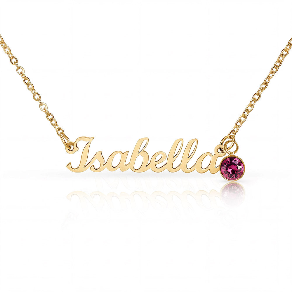 Birthstone Name Necklace — Personalized Birthday Gift