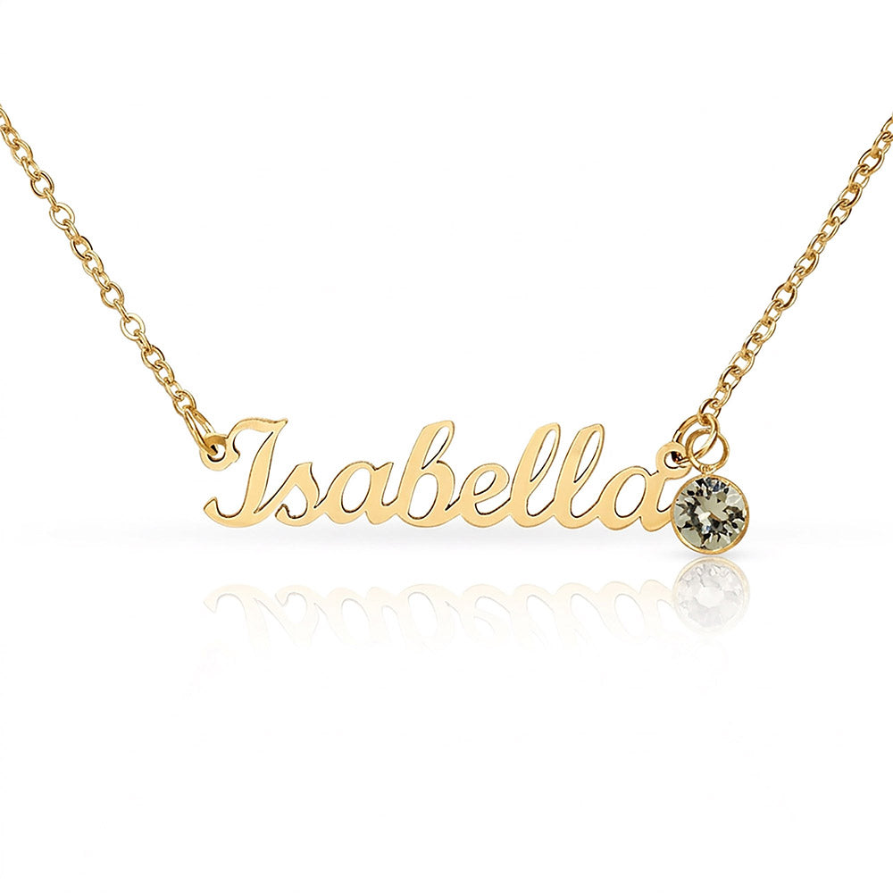 Birthstone Name Necklace — Personalized Birthday Gift