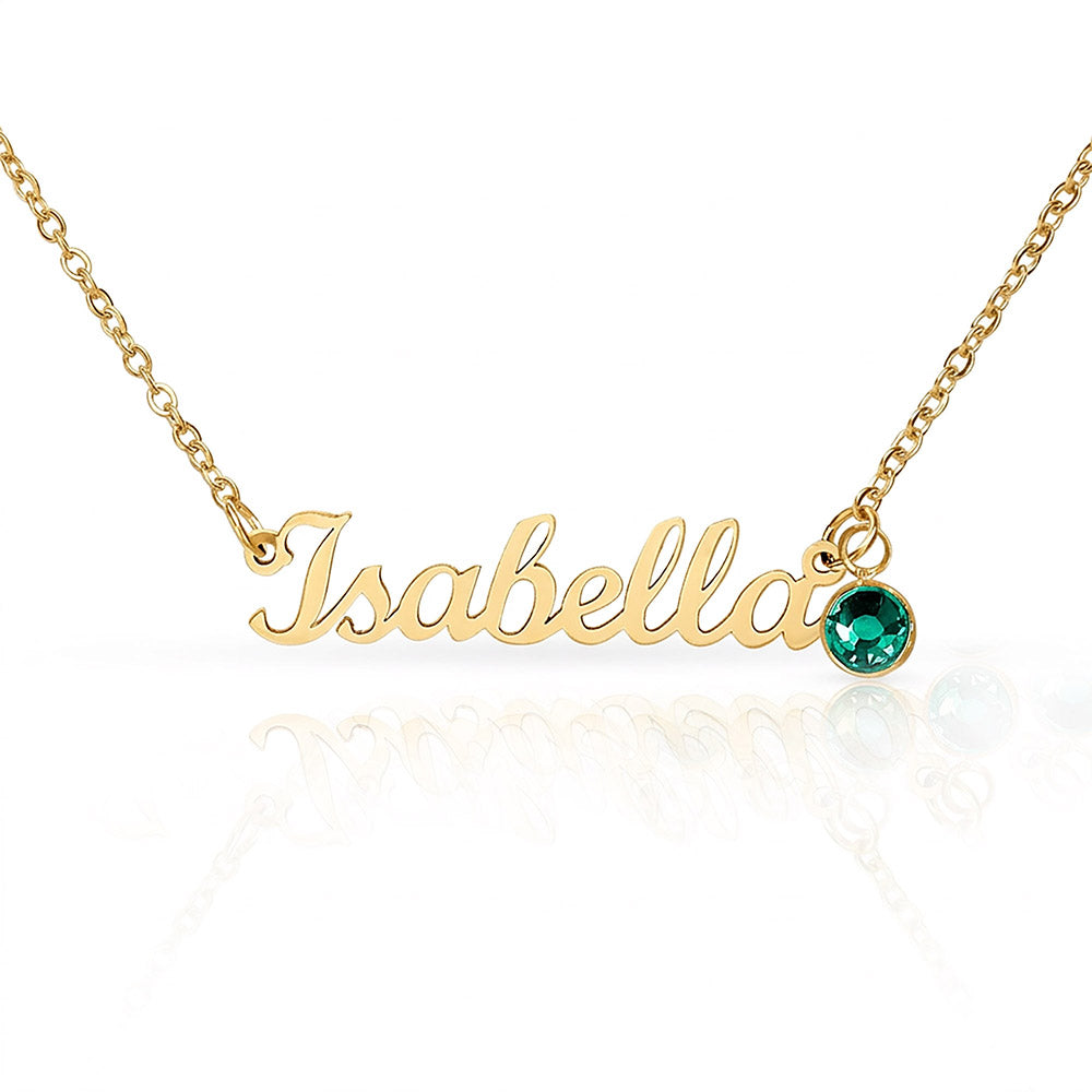 Birthstone Name Necklace — Personalized Birthday Gift