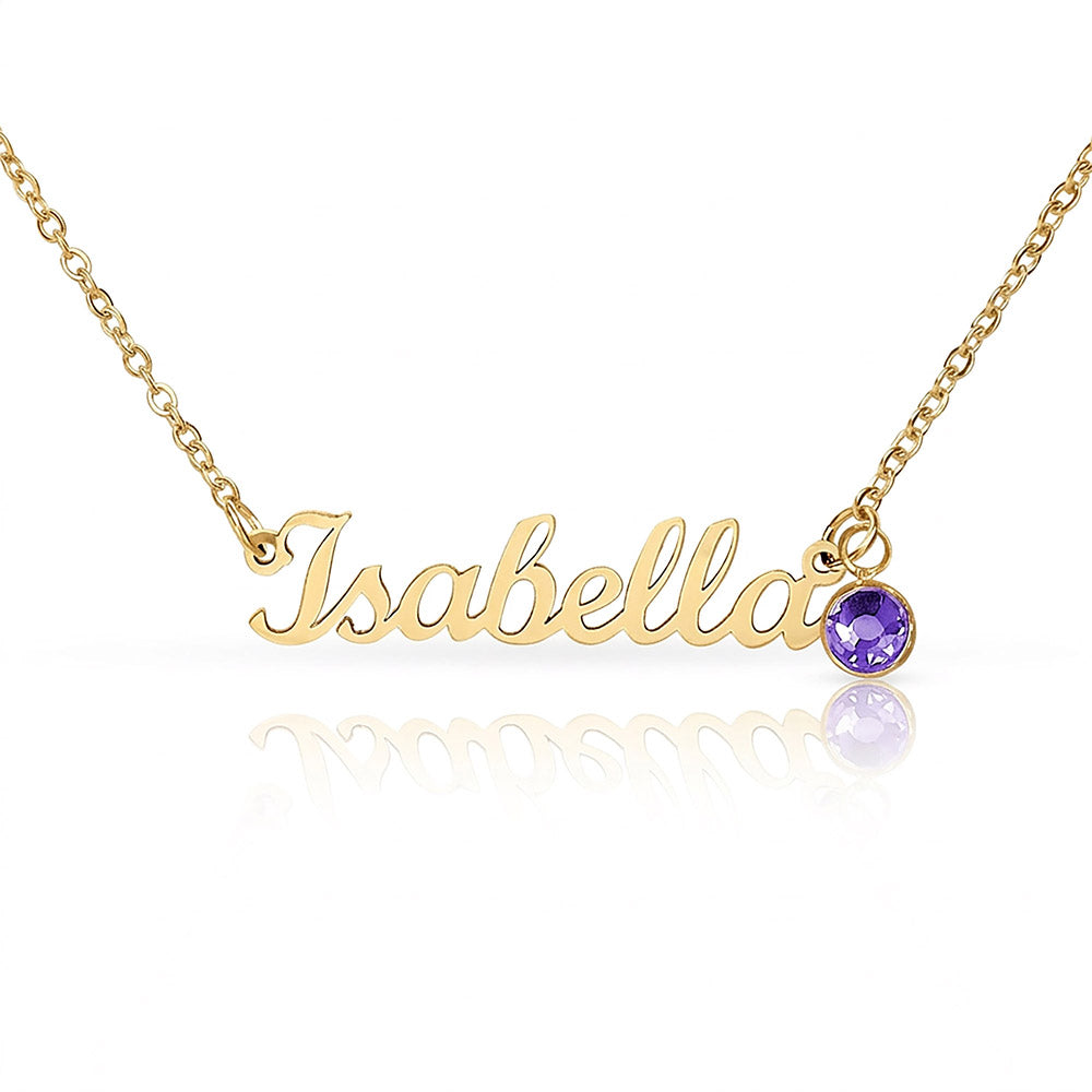 Birthstone Name Necklace — Personalized Birthday Gift