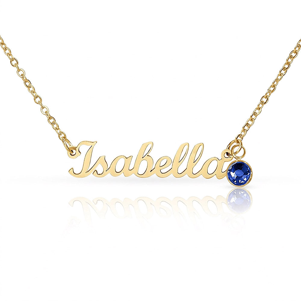 Birthstone Name Necklace — Personalized Birthday Gift