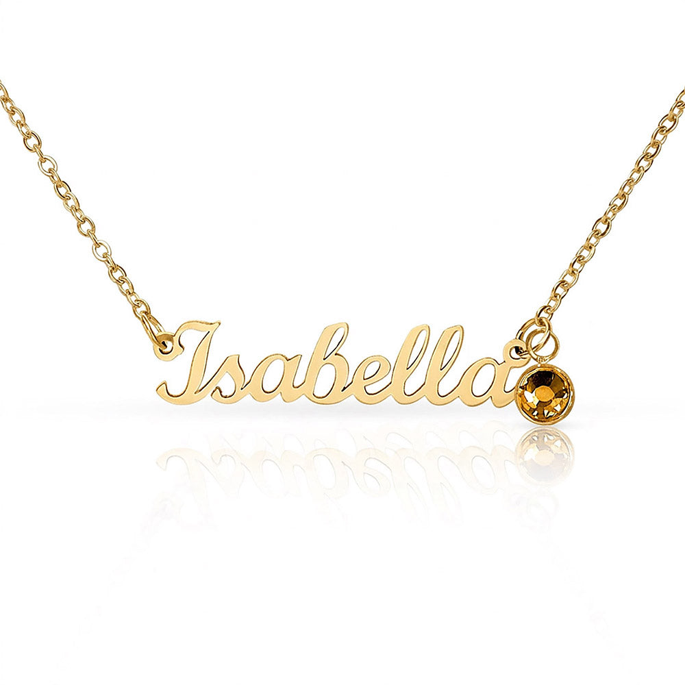 Birthstone Name Necklace — Personalized Birthday Gift