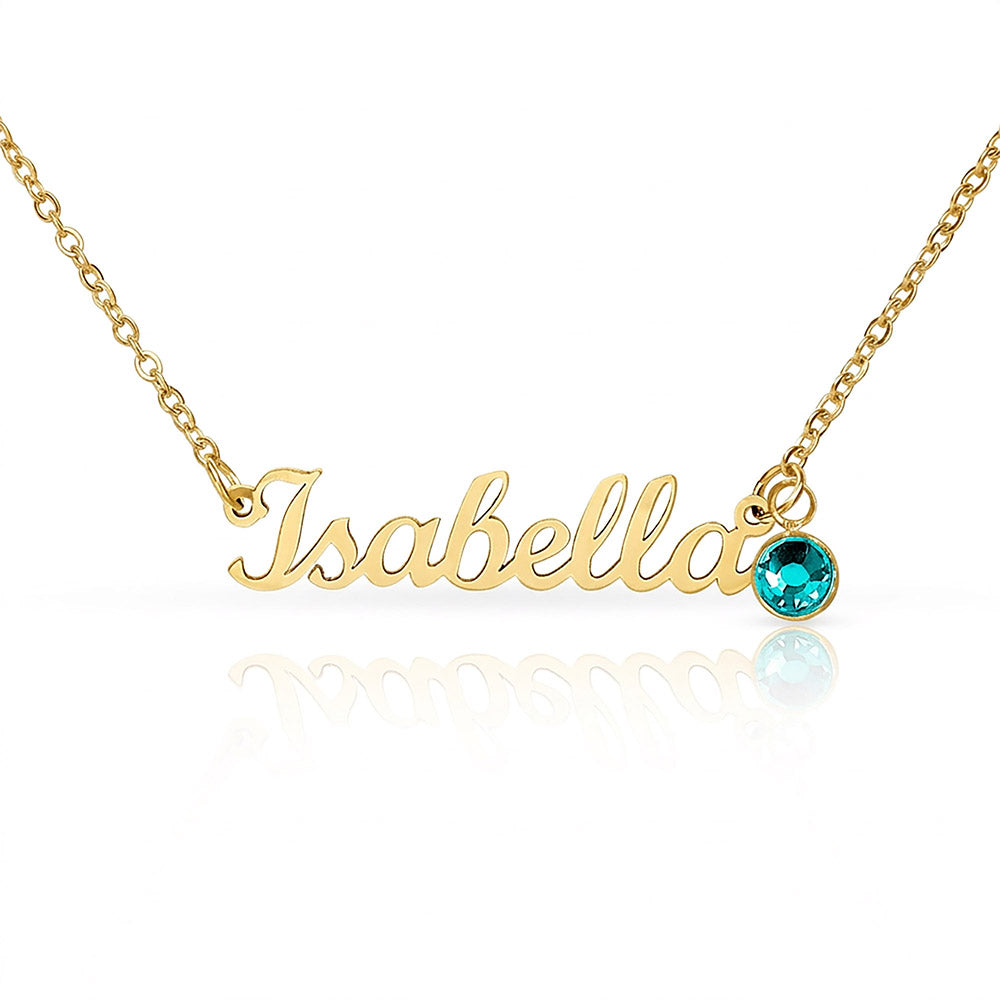 Birthstone Name Necklace — Personalized Birthday Gift