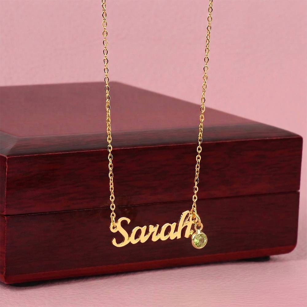 Birthstone Name Necklace — Personalized Birthday Gift