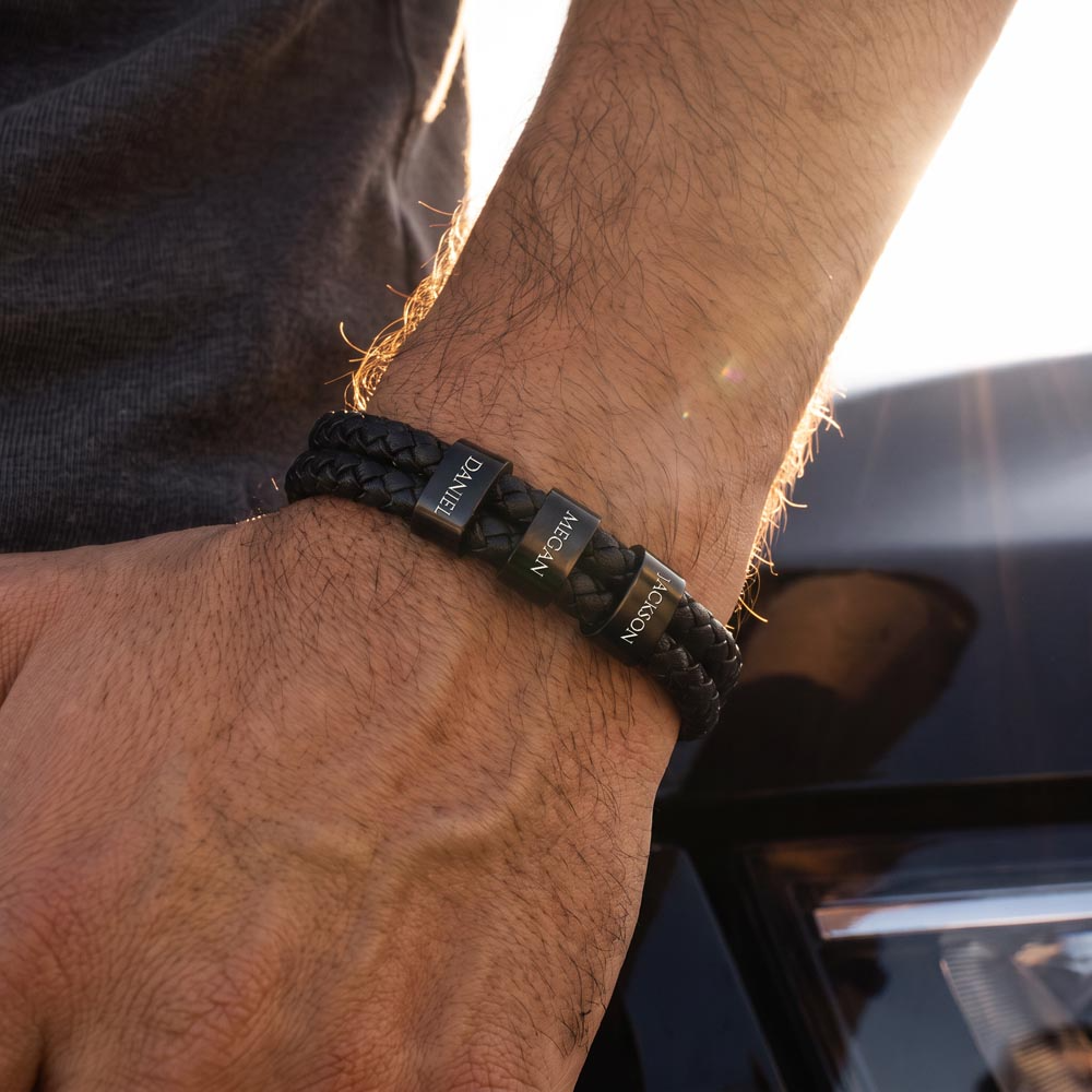 Men's Name Bead Bracelet — Personalized Gift for Dad