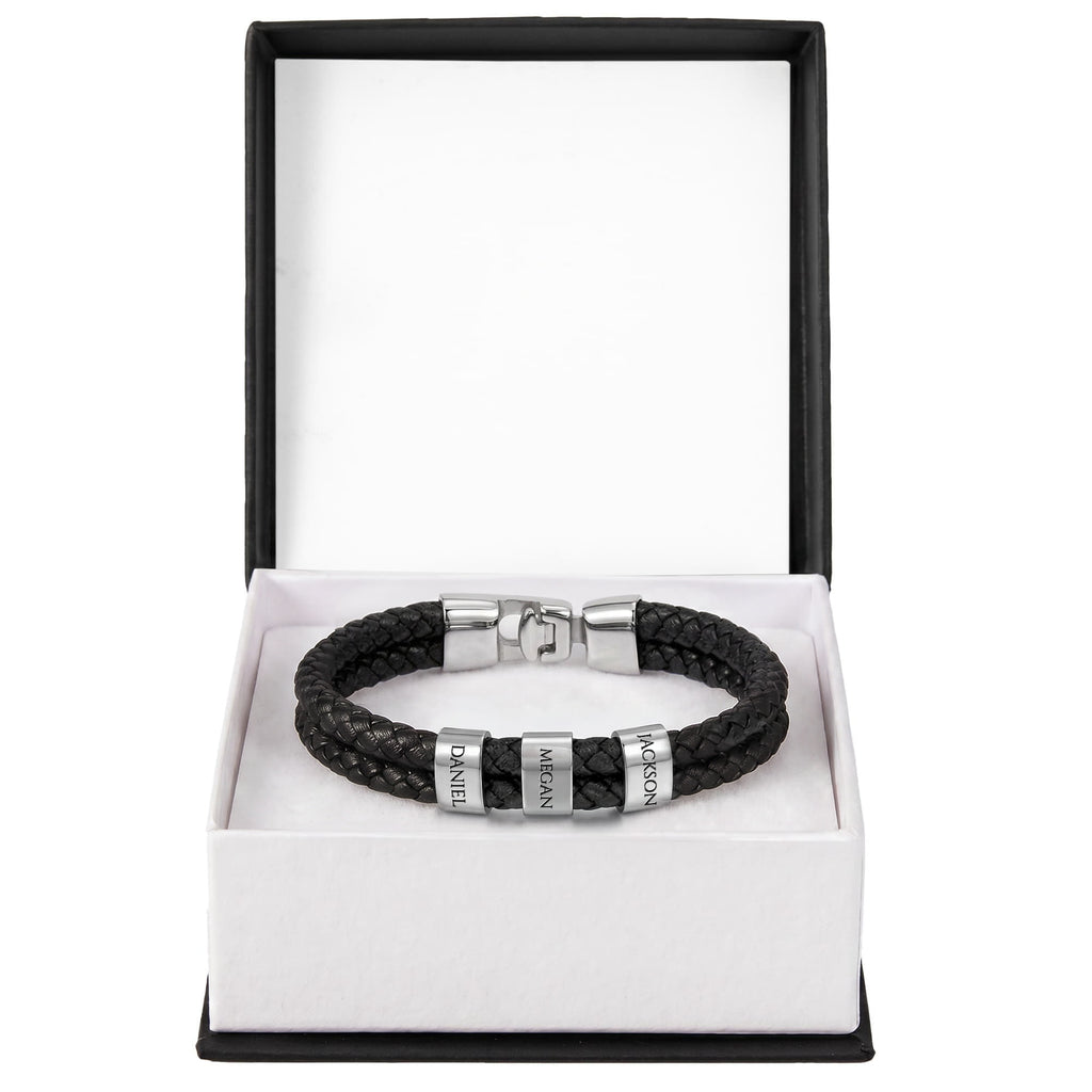 Men's Name Bead Bracelet — Personalized Gift for Dad