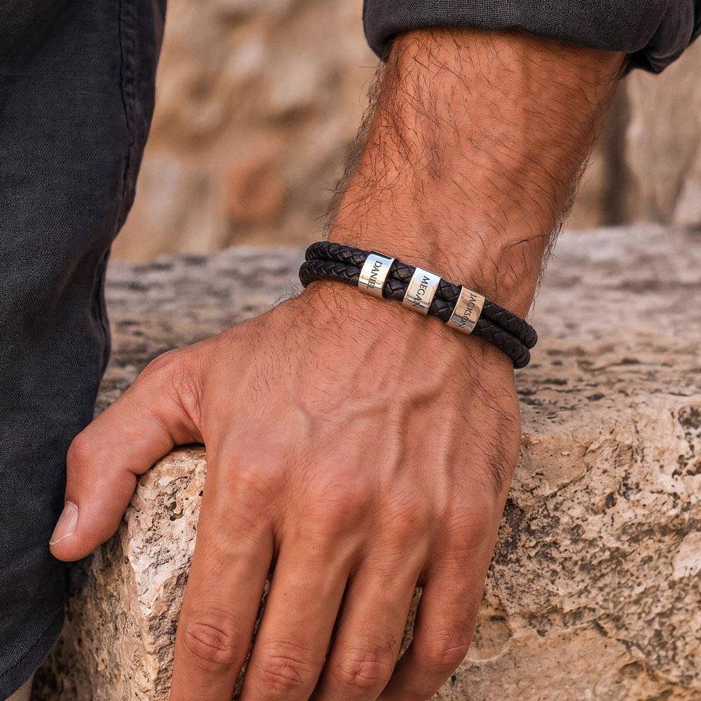 Men's Name Bead Bracelet — Personalized Gift for Dad