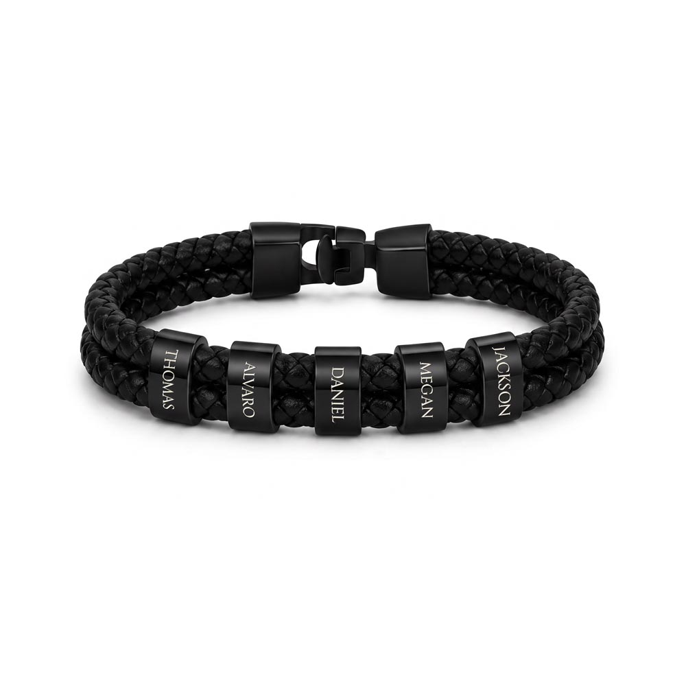 Men's Name Bead Bracelet — Personalized Gift for Dad