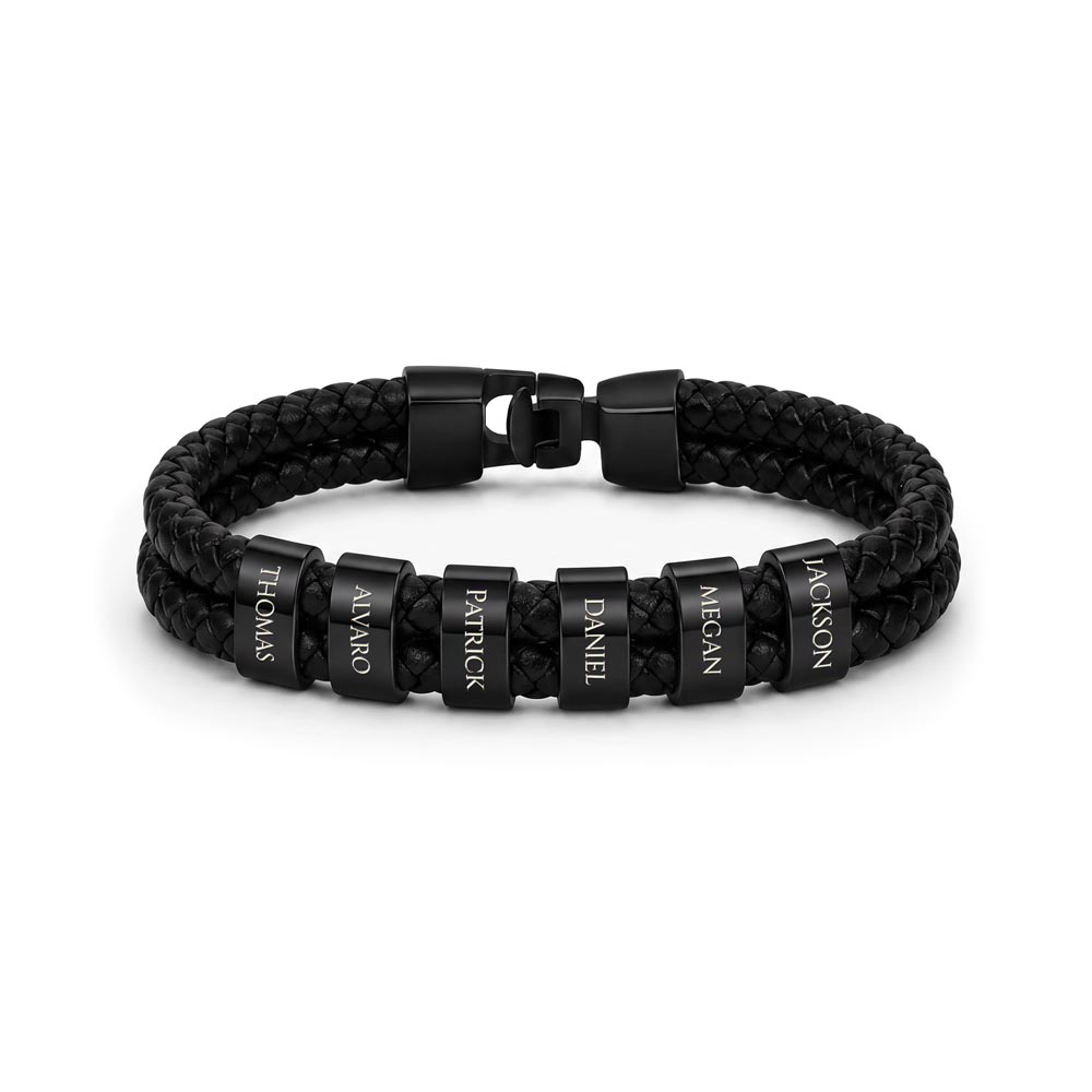 Men's Name Bead Bracelet — Personalized Gift for Dad