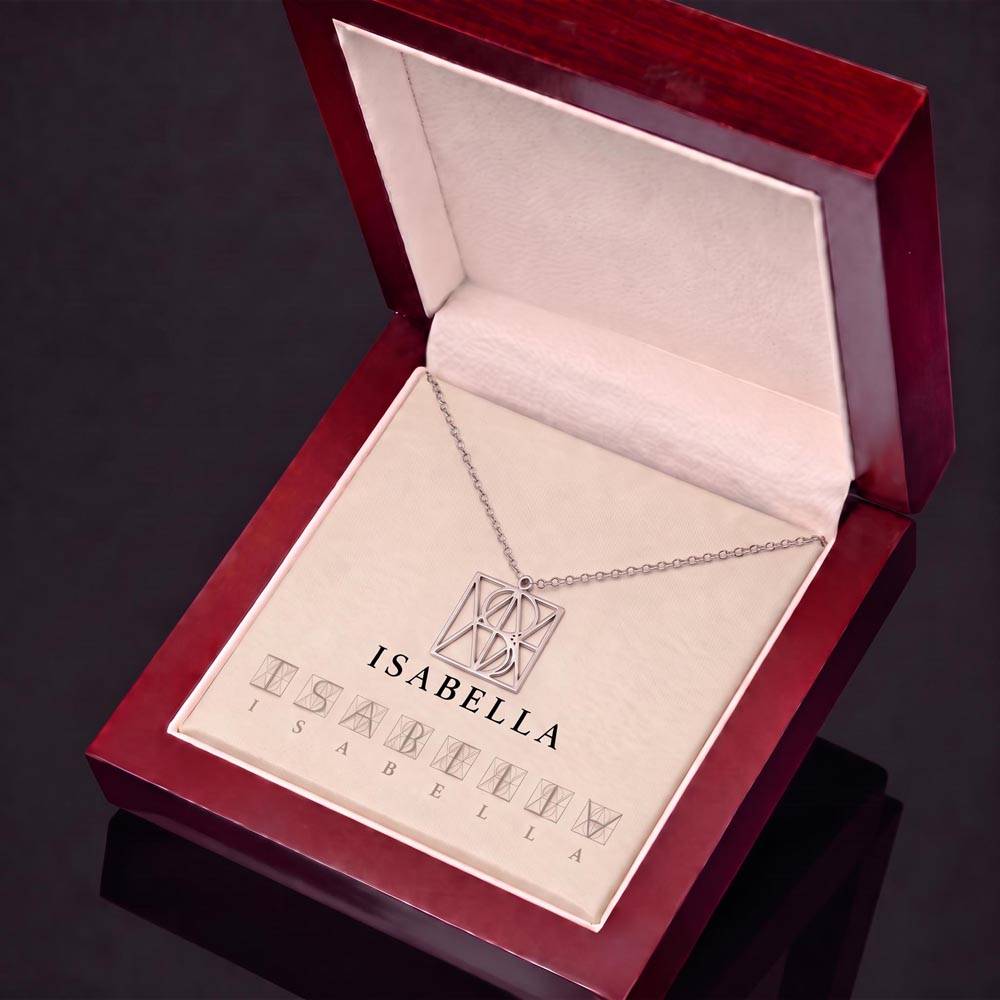 Monogram Name Necklace — Personalized Gift with Name Card