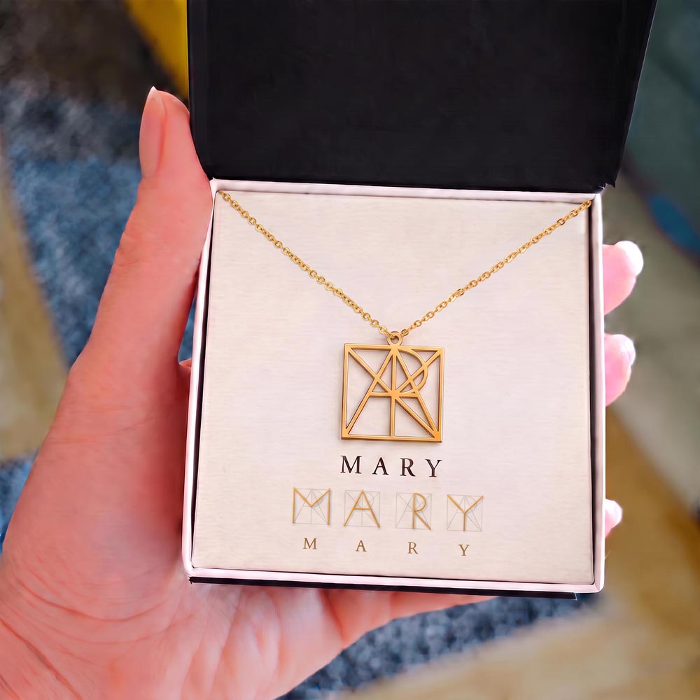 Monogram Name Necklace — Personalized Gift with Name Card