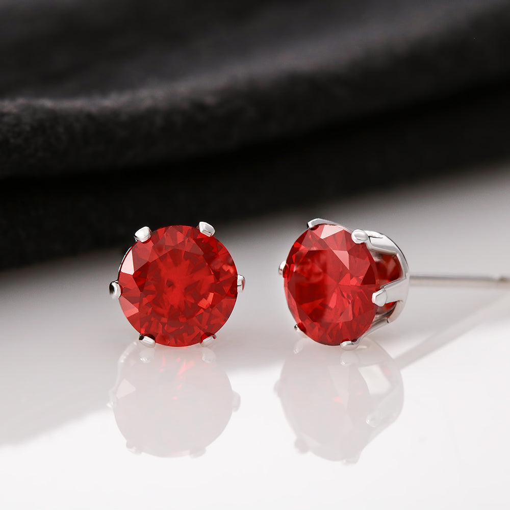 Aretes de zirconia roja