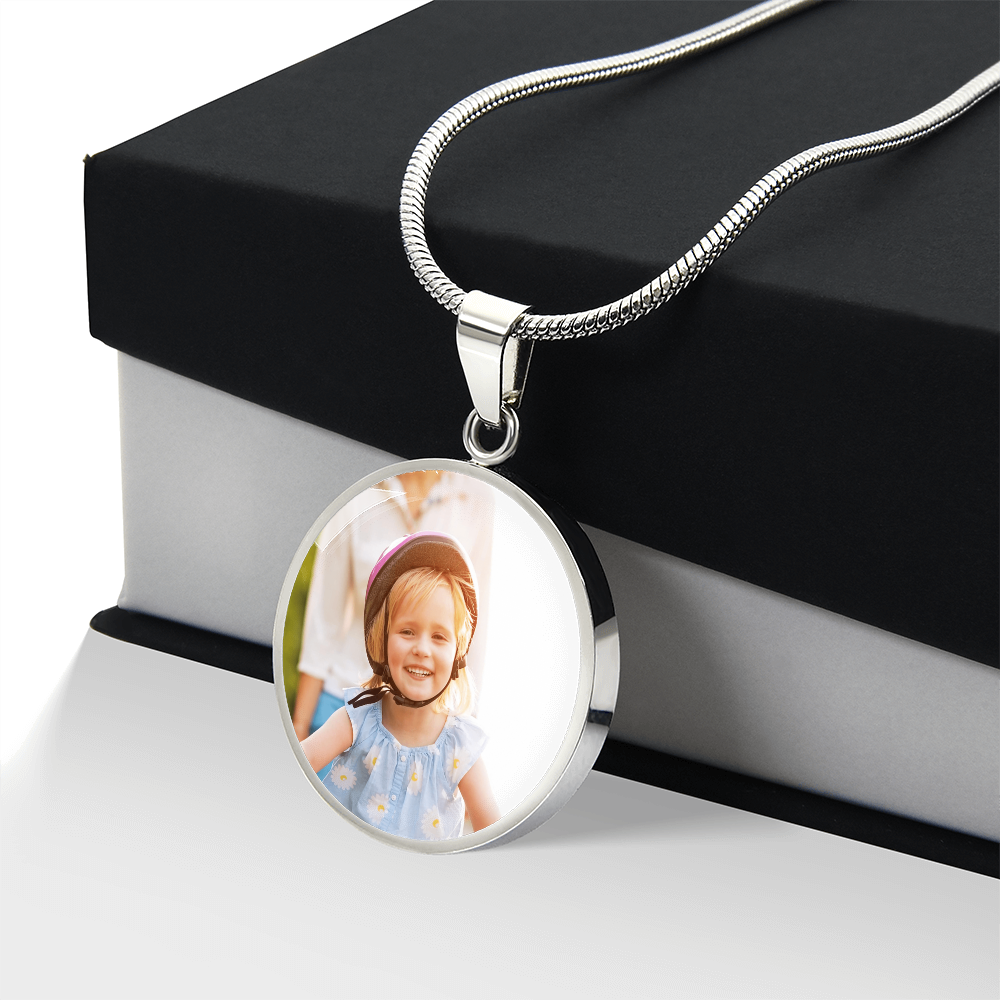In Loving Memory Photo Necklace — Personalized Circle Pendant