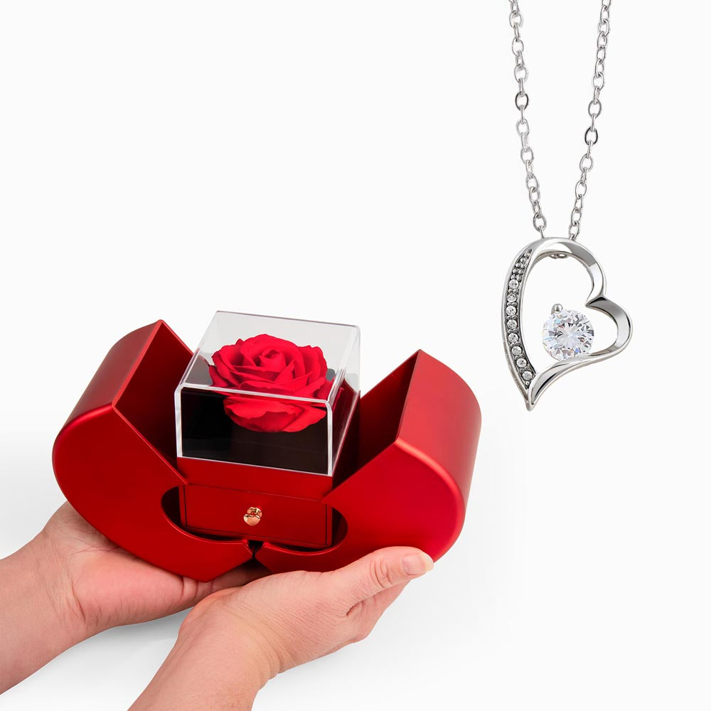 Collar Forever Love y caja de rosa eterna — Regalo para esposa