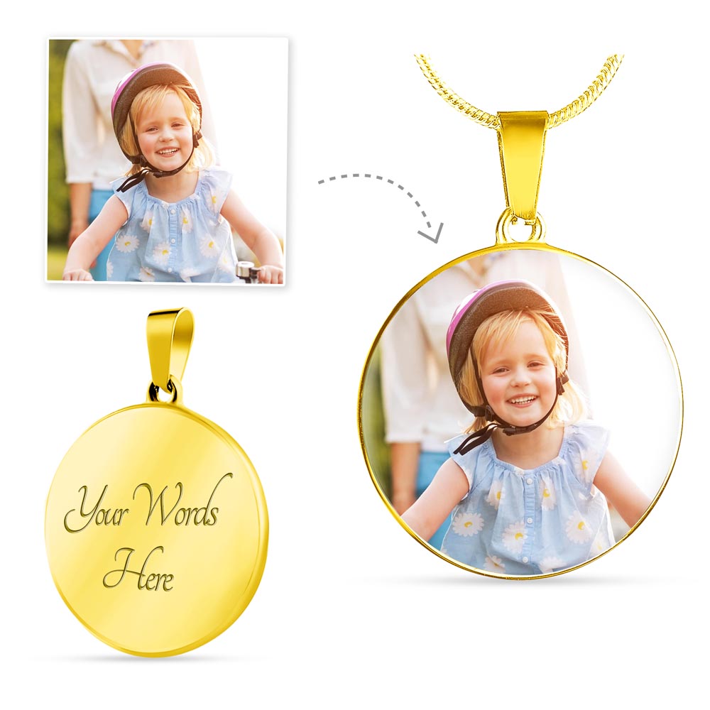Collar con foto En memoria — Dije circular personalizado